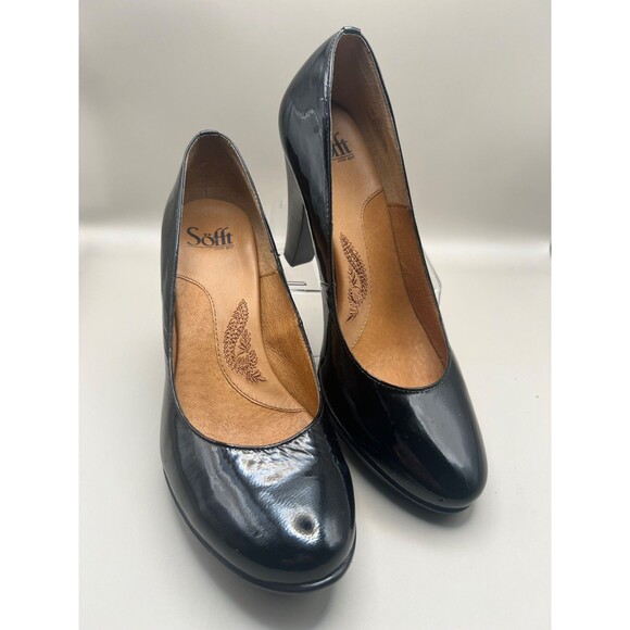 Sofft Ramona Womens Black Patent Leather Recessed Platform Pumps 3" Heel Size 9M - Picture 1 of 7